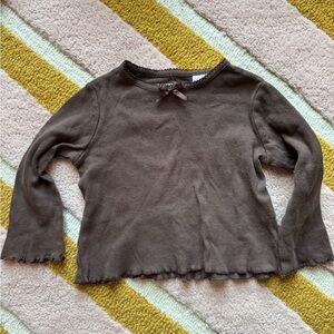 Zara Pointelle Brown Long Sleeve Top 2T